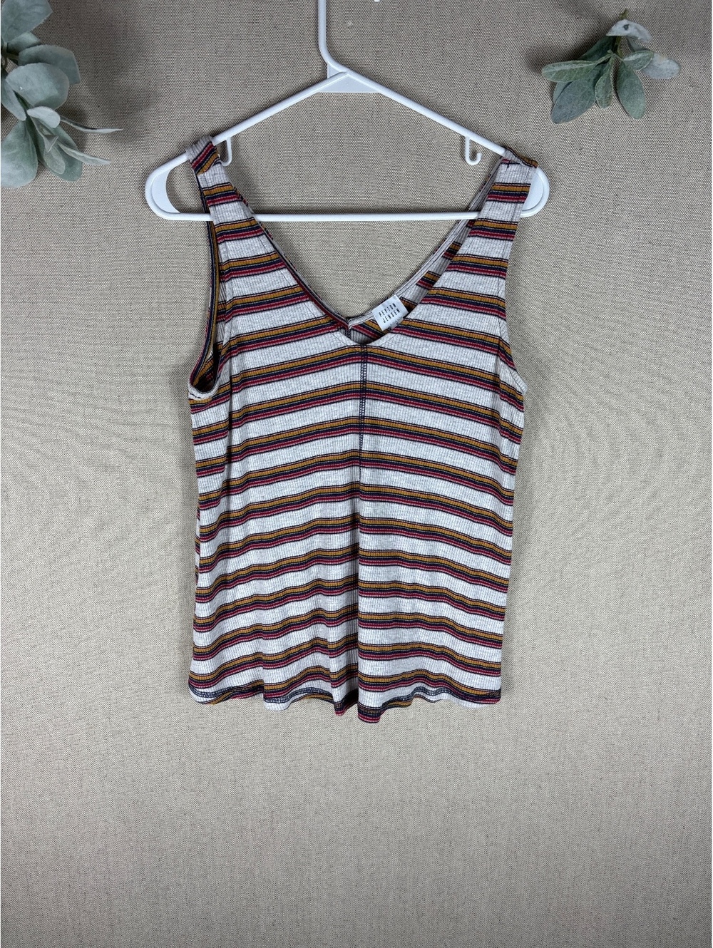 Peyton Jensen > Striped V Neck Tank Top Small